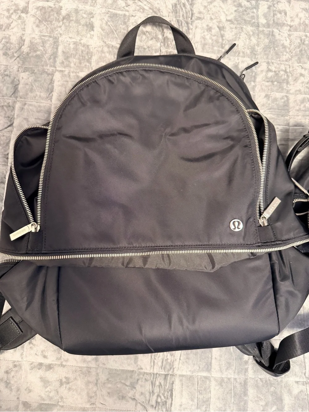 lululemon athletica Black Minimalist Backpack with Silver Accents